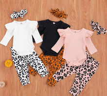 Load image into Gallery viewer, 3 Piece Leopard Jumpsuit Headband <3