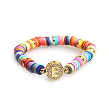 Load image into Gallery viewer, Boho Letter Rainbow Charm Bracelet