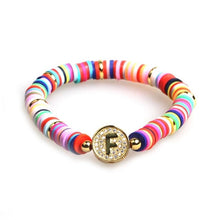 Load image into Gallery viewer, Boho Letter Rainbow Charm Bracelet