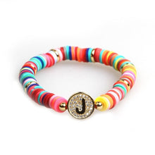 Load image into Gallery viewer, Boho Letter Rainbow Charm Bracelet