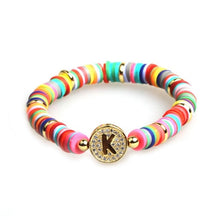 Load image into Gallery viewer, Boho Letter Rainbow Charm Bracelet