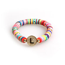 Load image into Gallery viewer, Boho Letter Rainbow Charm Bracelet