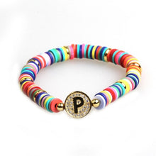 Load image into Gallery viewer, Boho Letter Rainbow Charm Bracelet