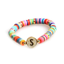 Load image into Gallery viewer, Boho Letter Rainbow Charm Bracelet