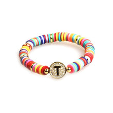 Load image into Gallery viewer, Boho Letter Rainbow Charm Bracelet