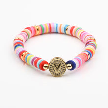 Load image into Gallery viewer, Boho Letter Rainbow Charm Bracelet