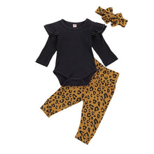 Load image into Gallery viewer, 3 Piece Leopard Jumpsuit Headband <3