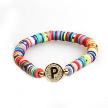 Load image into Gallery viewer, Boho Letter Rainbow Charm Bracelet
