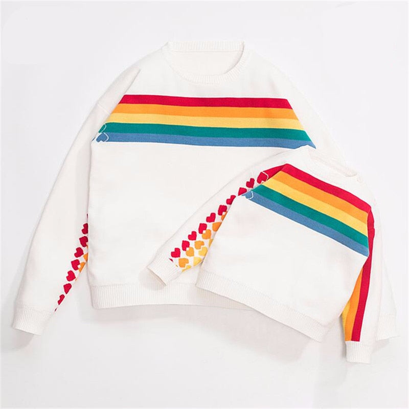 Matching Mama & Mini Rainbow Knit Sweaters
